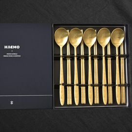[HAEMO] Ten Symbols of Longevity Untact Titanium matte Spoon Chopsticks 5Set-Spoon Chopsticks Korean Stainless Steel Cutlery-Made in Korea